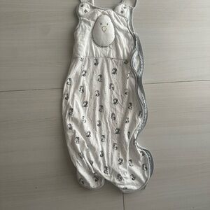 Nested Bean Sleep Sack with Penguin Design - White and Gray
